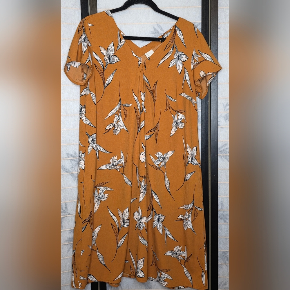 a new day Women's Midi Dress in Mustard Floral